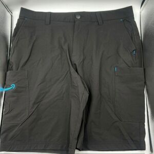 Luly Yang Men's XL Amazon Employee Uniform Cargo Shorts Black Design Stretch